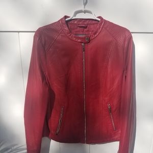 Kenneth Cole Reaction red faux-leather jacket